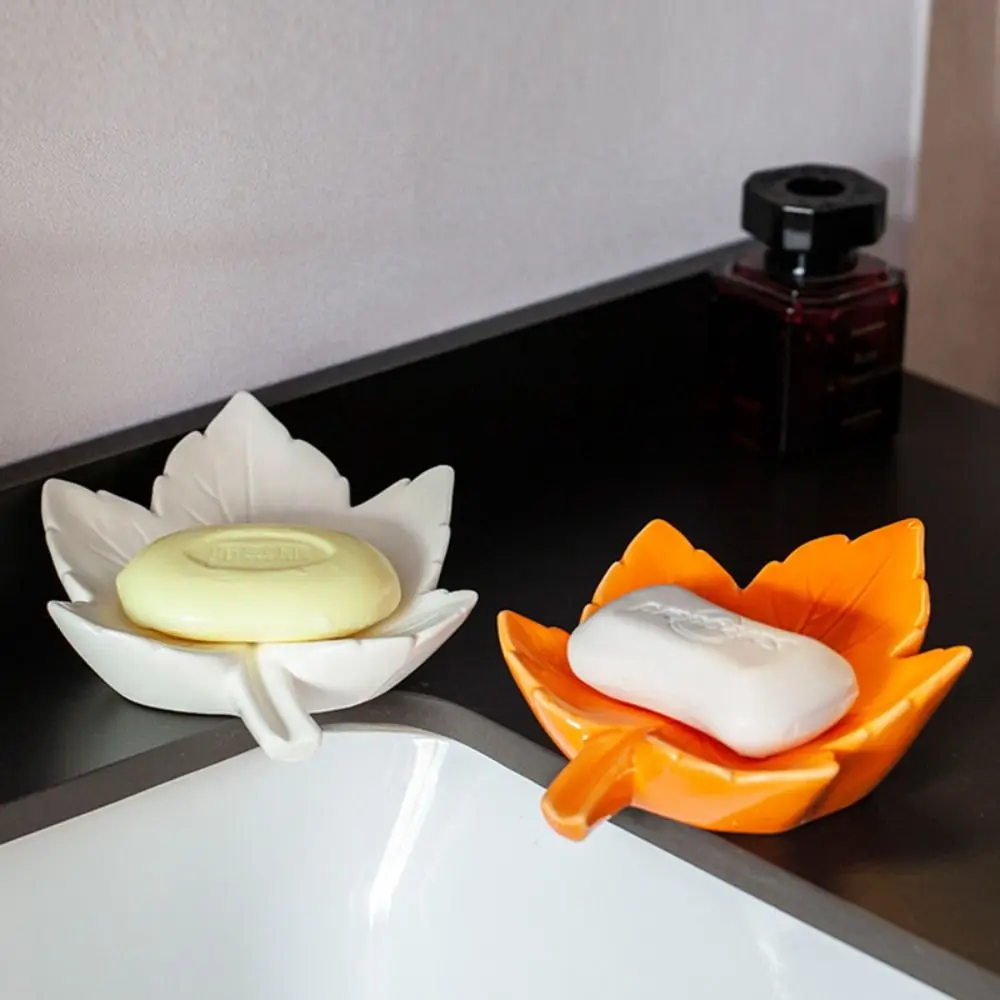 

Maple Shape Drain Soap Box Creative Quick Drain Ceramic Soap Box Self Draining Easy To Rinse Soap Saver Sink