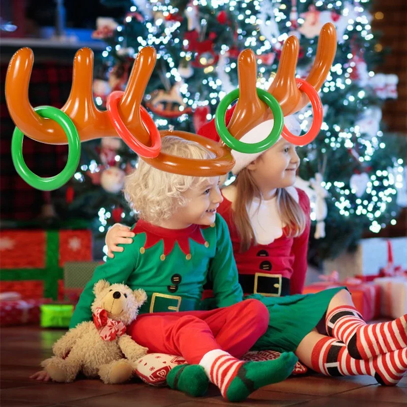 Gioco Delle Corna Di Renna Gonfiabili Con Anelli | Cappello Da Renna Per Lancio Degli Anelli | Gioco Di Famiglia Per Natale, Feste E Compleanni | Adatto A Bambini E Adulti