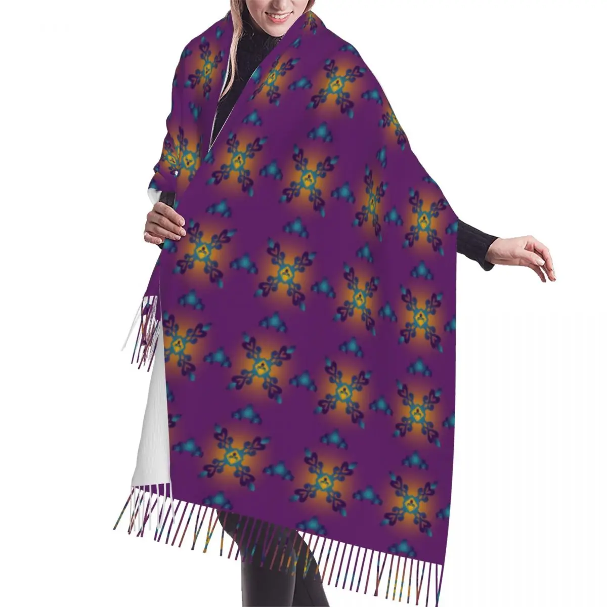 

Stylish Multicolor Pattern In The Arabian Style Tassel Scarf Women Winter Warm Shawls Wraps Ladies Luxury Versatile Scarves