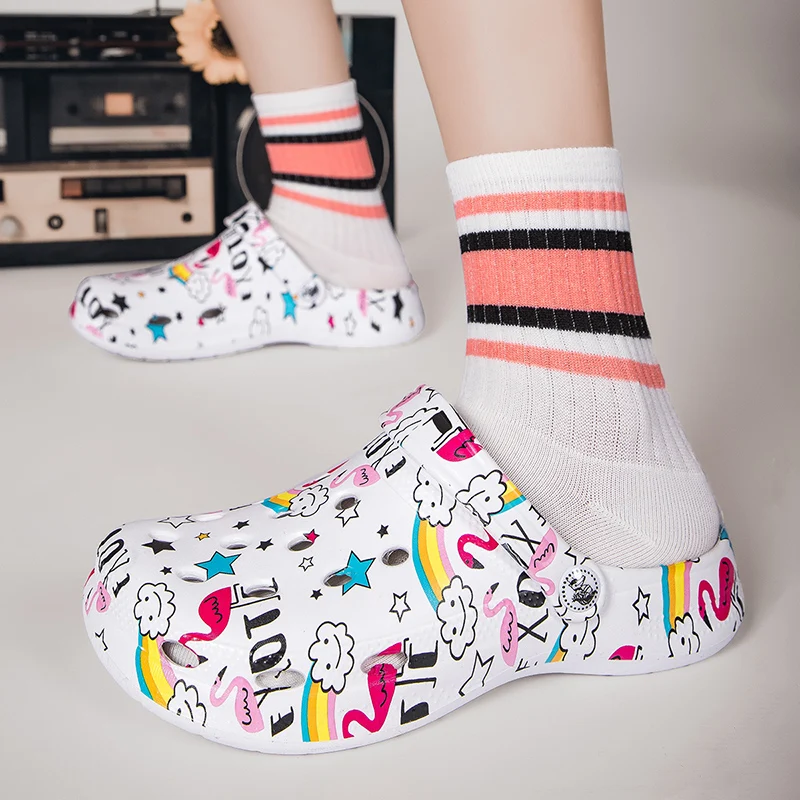 Fashion Graffiti Sandals Men Women Summer Print Platform Women's Clogs Casual Comfortable Non-slip Outdoor Beach Men's Slippers