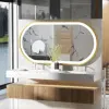 Large LED Oval Bathroom Mirror with Stepless Dimmable Lighted Vanity Mirror for Wall Mounted Vanity with Frame Anti-Fog Memory 1