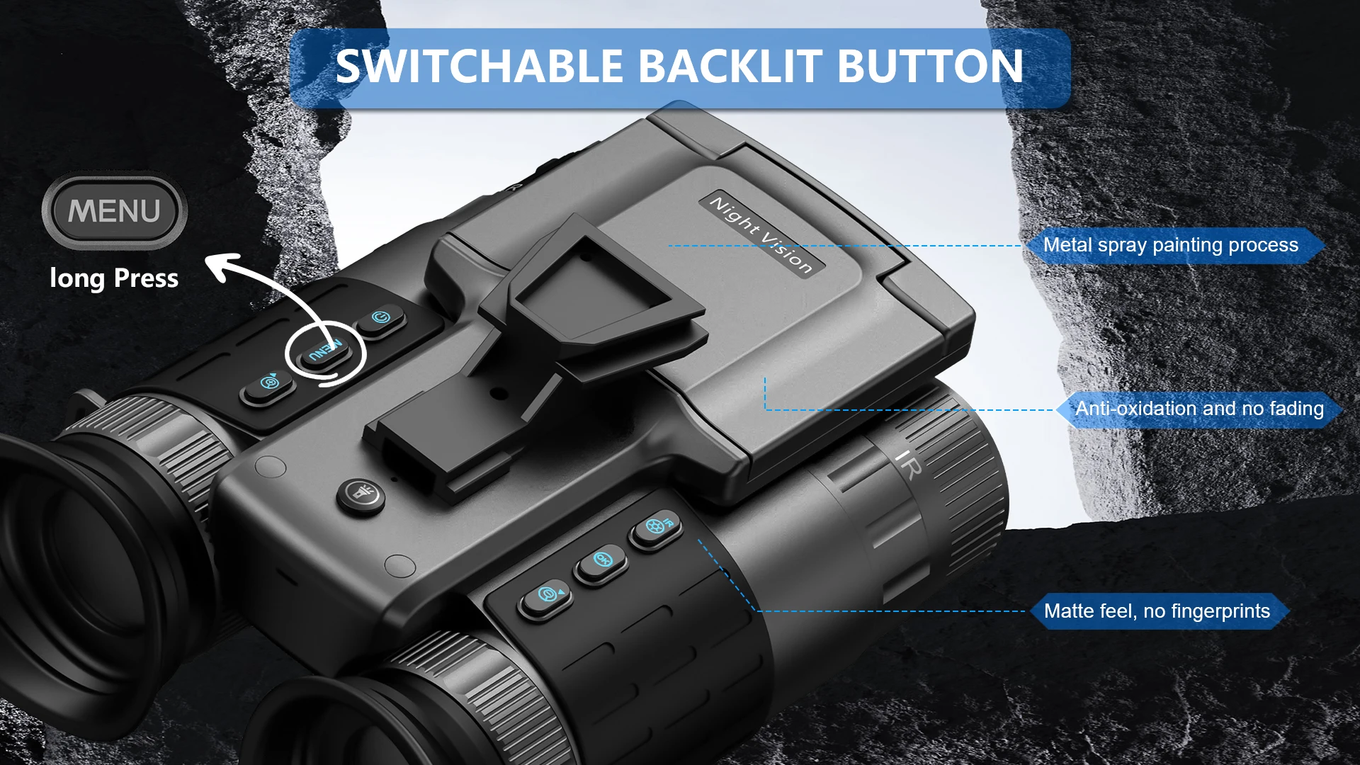 4K Hunting Night Vision Binoculars Camera with Tactical Light 600m Range 8X Zoom