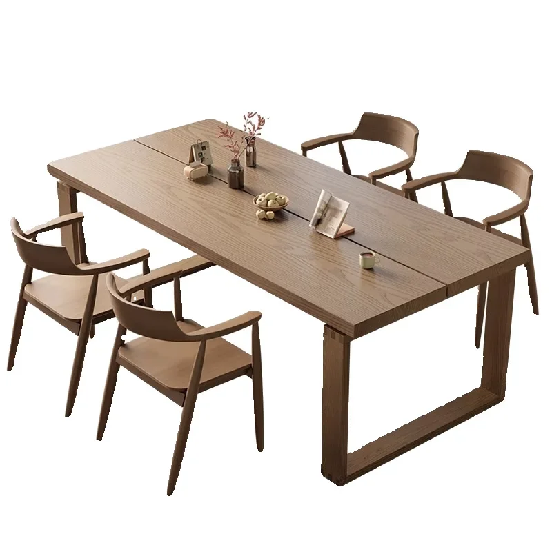 Ash wood Mobian dining table All solid wood Japanese log home eating table Living room large long desk workbench