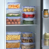 Boîte de rangement des aliments au réfrigérateur avec couvercle en plastique, boîte de conservation de la fraîcheur des aliments, boîte de pique-nique, 550 ml, 1000 ml, 1500 ml, 2500ml 3