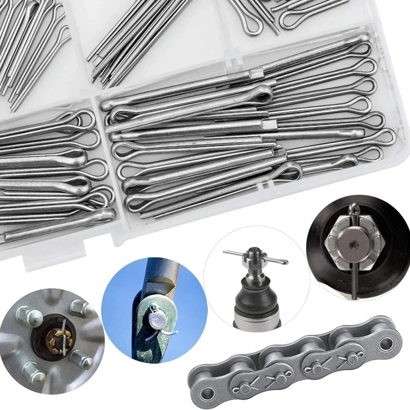 Stainless Steel Cotter Pin Kit 150/240 Pcs Split Pin Assortment Whistle U Fixings Assorted Sizes M1 M1.5 M2 M2.5 M3 M4 M5