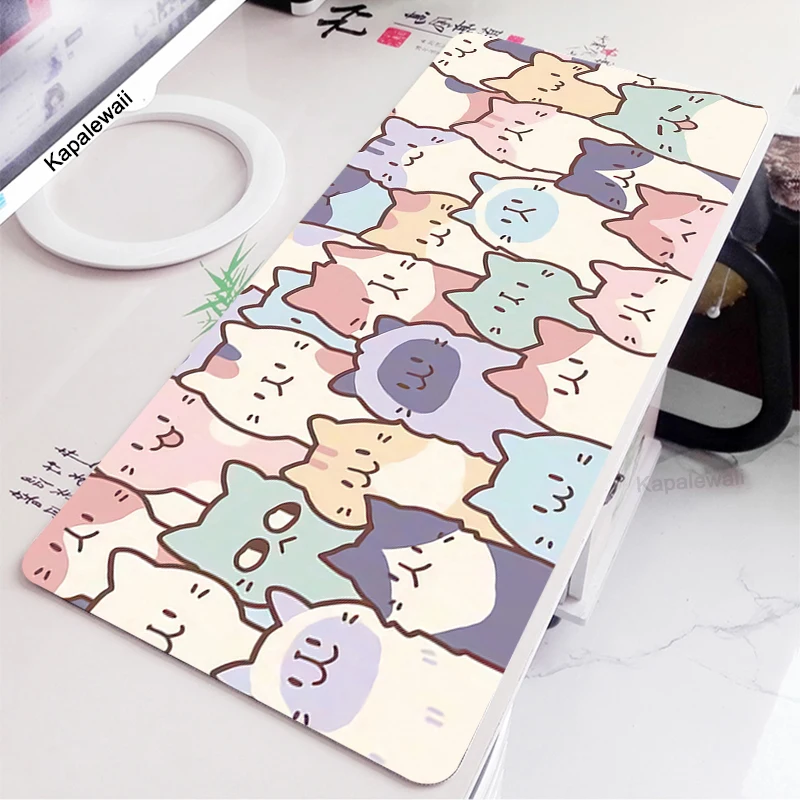 thumbnail image 1 of Alfombrilla grande para ratón de ordenador de gato blanco, tamaño 80x30cm, 100x50cm, alfombrilla para teclado de escritorio de ordenador portátil, alfombrilla para mesa para jugar a juegos, 1 of 5