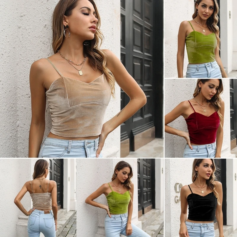 

Women Summer Bodycon Camisole Solid Color Sleeveless Crop Top Streetwear Dropship