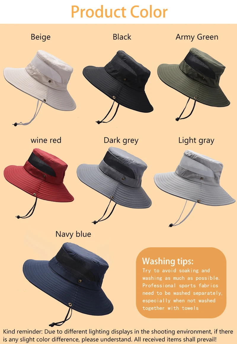 Hot Sale Xioguan 100% Polyester 9201 New Summer Breathable Fisherman Outdoor Mountaineering Big Eaf Sunshade Benni Hat_voghion.com