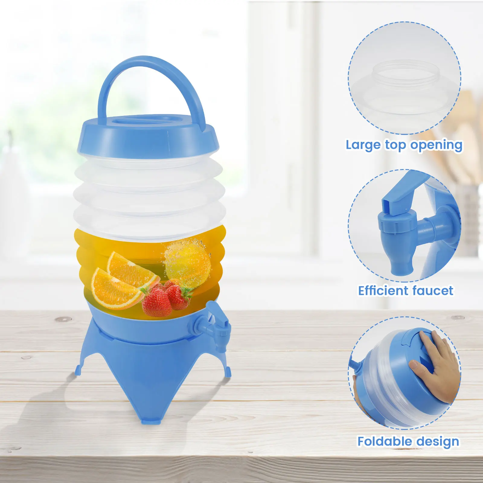 Plastic Water Dispenser with Spigot 9.5L Plastic Beverage Dispenser Foldable Plastic Drink Dispenser Portable Summer Beverage