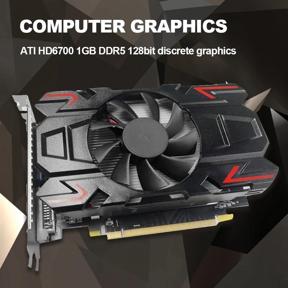 Graphics Card HD6700 Memory Card  ATI 1024M 1GB DDR5 128bit PCIe 2.0 HDMI-Compatible Desktop Vedio Card PC Radeon game With Fan