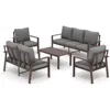 5 Pieces Aluminum Patio Furniture Set, 7-Seat Metal Outdoor Furniture Set with 4" Water-Resistant Cushion , Sets for Porch, Deck 2