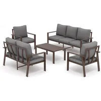 5 Pieces Aluminum Patio Furniture Set, 7-Seat Metal Outdoor Furniture Set with 4" Water-Resistant Cushion , Sets for Porch, Deck 2
