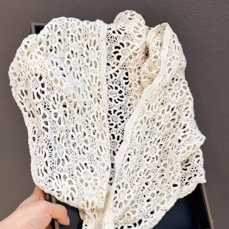 1pc Sweet Girls Floral Lace Scarf Headscarf for women,Suitable For Beach Style Hair Tie, Bandana Summer Outfits Beach Hair Band 5