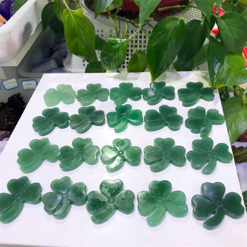 

2.1" Natural Stone Green Aventurine Clover Carved Healing Gemstone Spiritual Crystals Pendant For Fashion Jewelry Gifts 1pcs