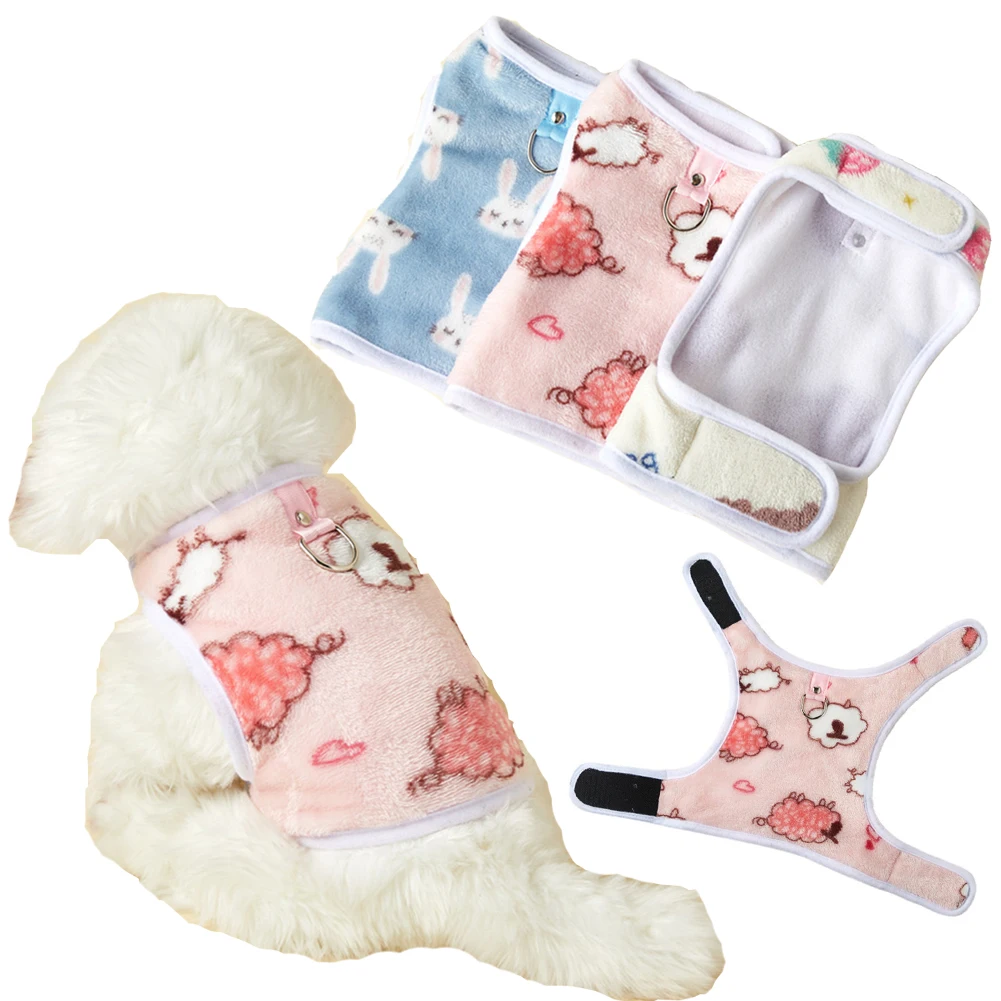 

Winter Warm Flannel Jacket Coat Pet Dog Clothes Cute Cat Puppy Fleece Clothing with D-ring Small Dogs Chihuahua Pets Outerwear