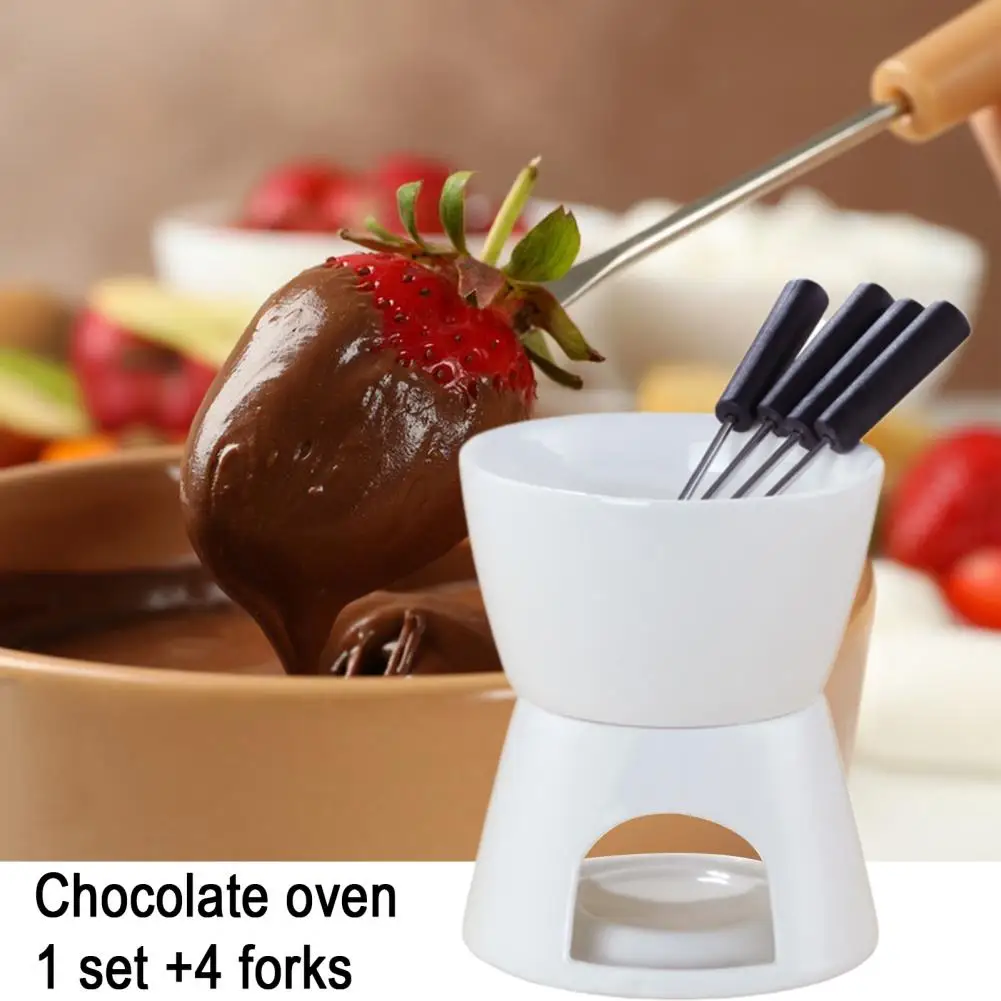 Sauce Fondue Elegant Ceramic Fondue Butter Warmer Set for Chocolate Cheese Caramel High-temperature Resistant Pot Bowl for Even