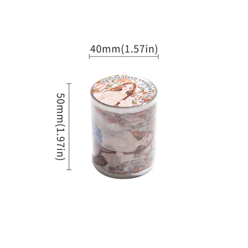 테이프 1롤 소녀 캐릭터 테마 스티커 PET 소재 로맨틱 보헤미안 시리즈 핸드메이드 아카운트 DIY 풍경 소재 콜라주