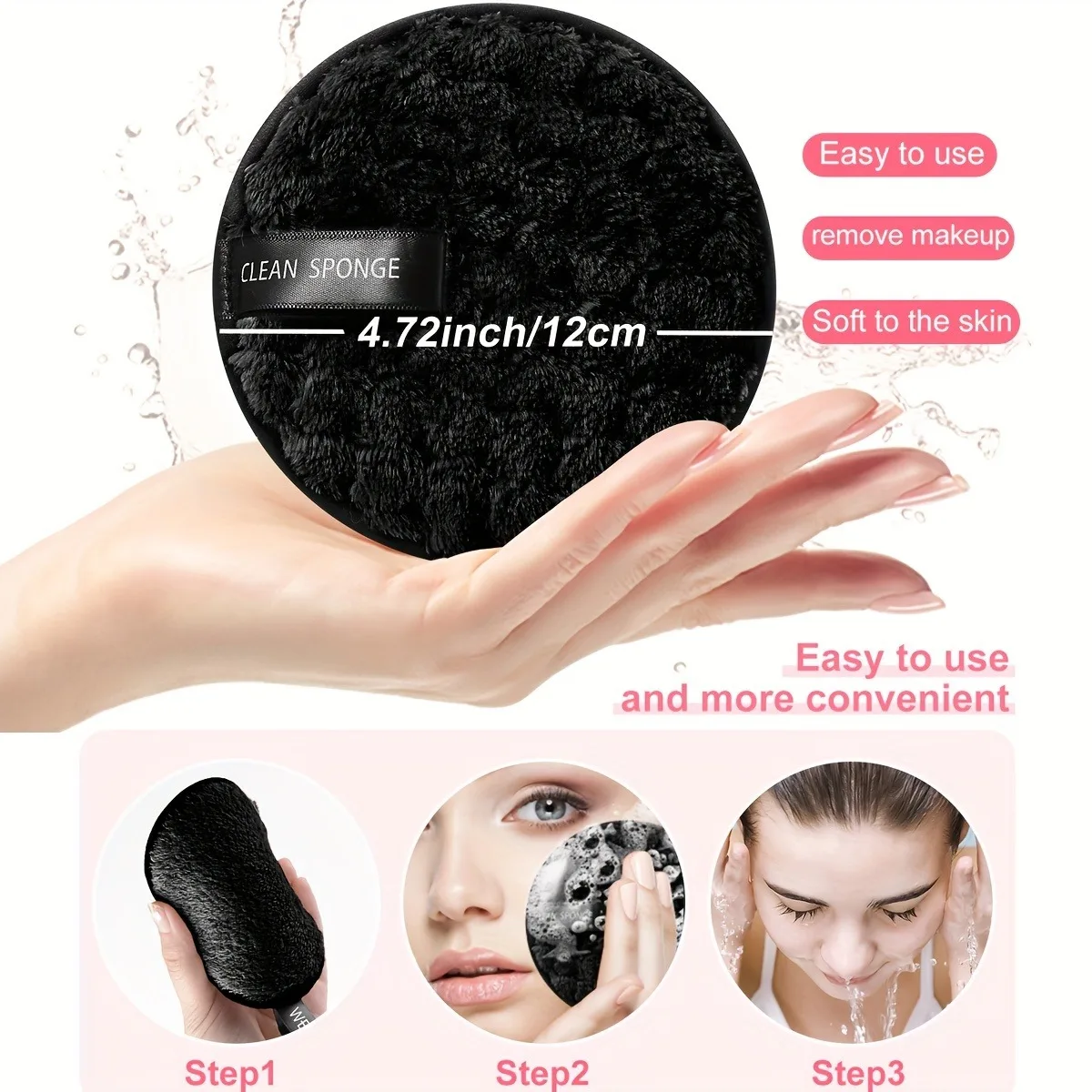 8pcs Face Makeup Remover Cotton Pads Rounds Reusable Soft Makeup Cleaning Puff Double-Sided Face Cleansing Removal Sponge Washab 2