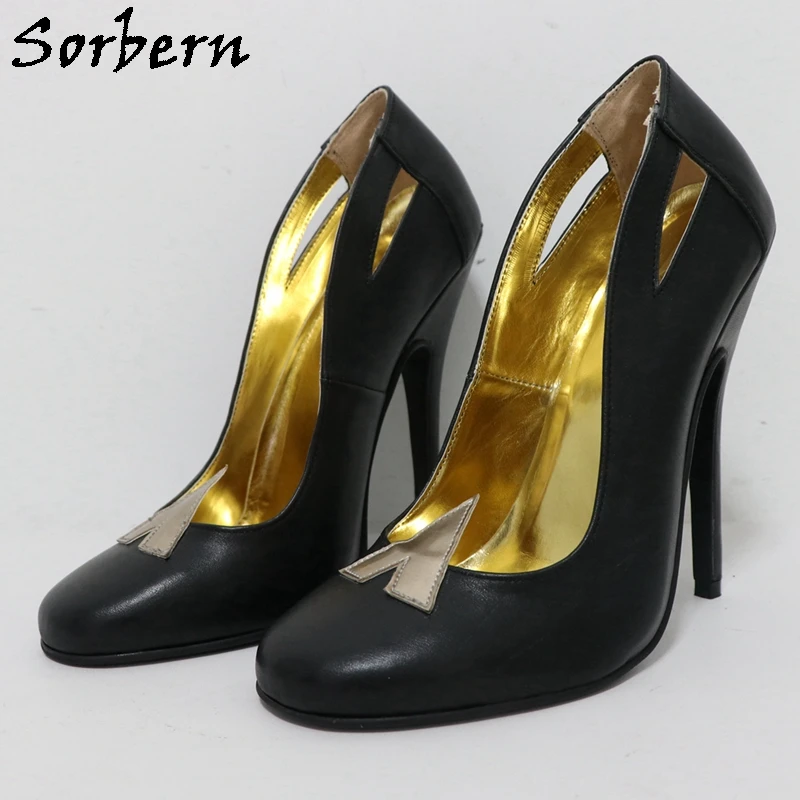 

Sorbern 14cm Black Real Leather Women Pump Shoes Hollow High Heel Stilettos Female Night Party Footwear OL Heels Custom Color