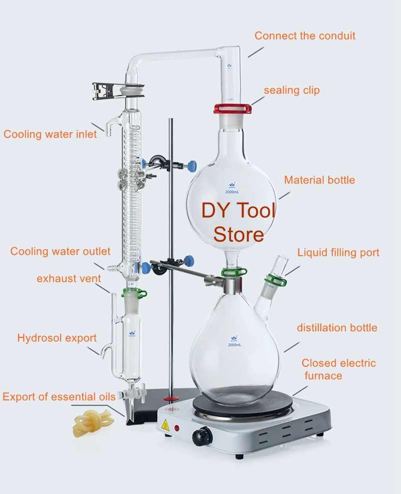 

Essential oil extraction separator device 1000/2000ml pure dew distillation equipment Graham condenser