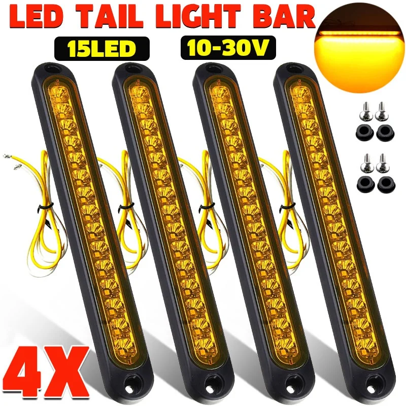 1030V 15 LED Trailer Tail Light Bar Stop Turn Tail Lights Brake Trailer Identification Light