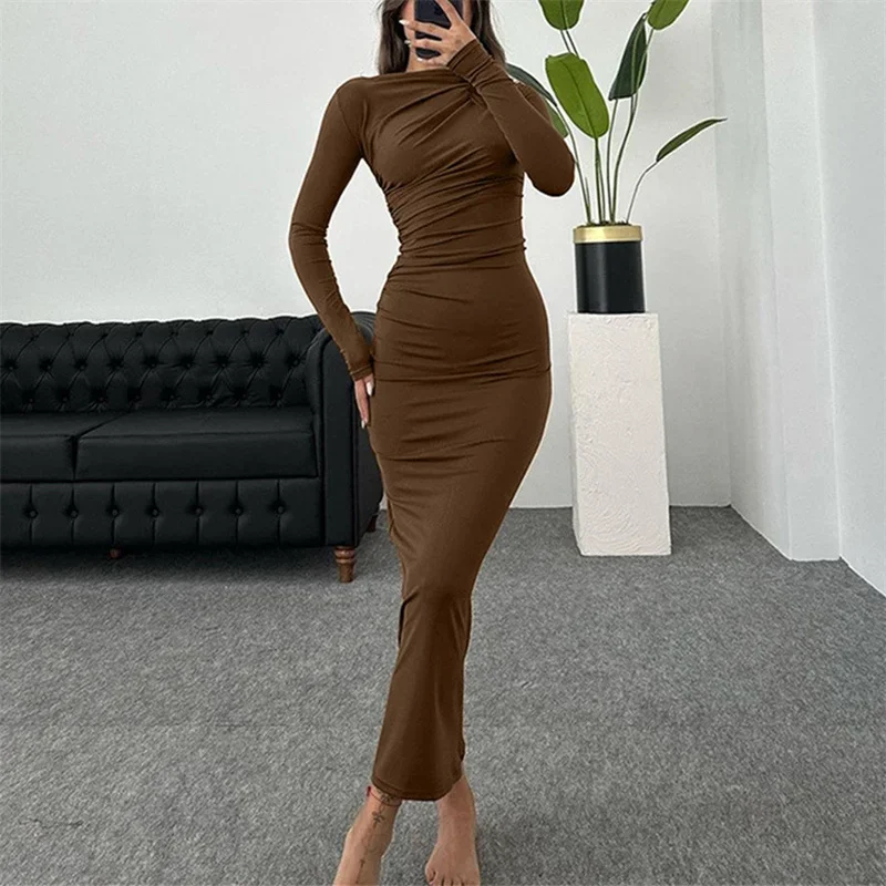 Women Slim Wrap Hip Dresses Fashion Stretch Straight Dress Female