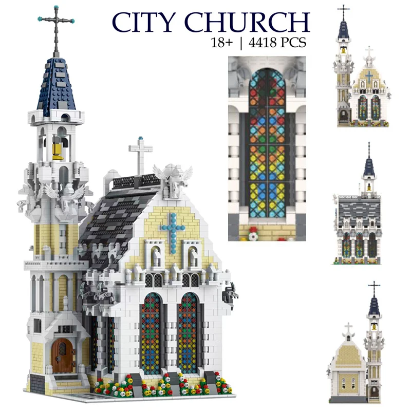 

Street Views Medieval City Church Building Block Ideas Cathedral Architecture Modular House Bricks Model Creative Expert Toy MOC