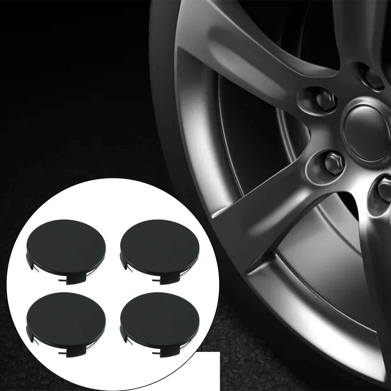 

4xCar Wheel-Centre-Hub 59mm / 65mm ABS-Car Exterior Universal CarWheel Centre Hub Cover Center ABS Rims Cap Black
