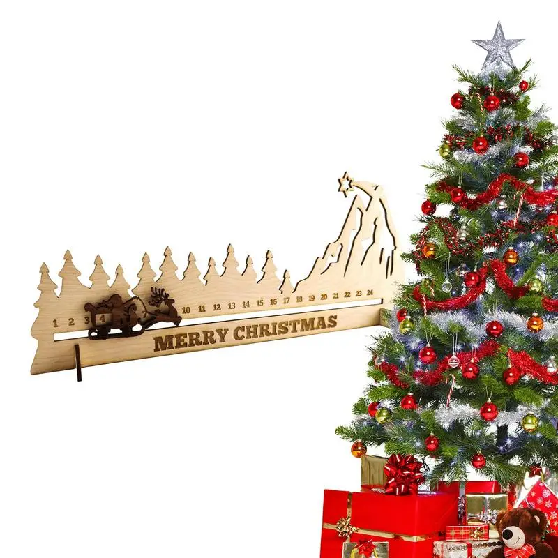 

Countdown To Christmas Ornaments Rustic 24 Days Wooden Countdown Calendar Seasonal Decors For Fireplace Desks Window Sills