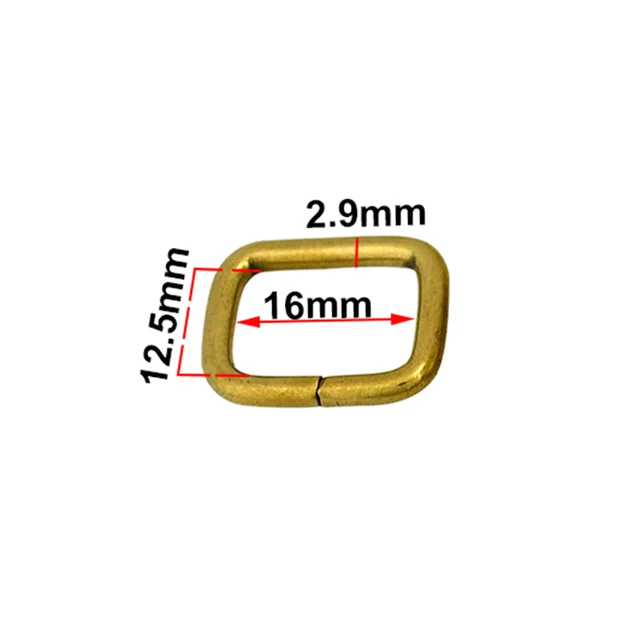 2x Brass metal wire formed rectangle ring buckle loops for webbing ...