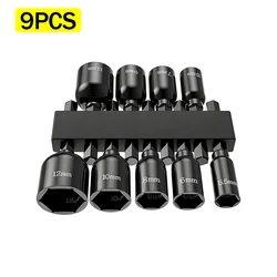 Magnetic Hex Socket Nut Driver Set with Electric Impact Compatibility (9PCS)