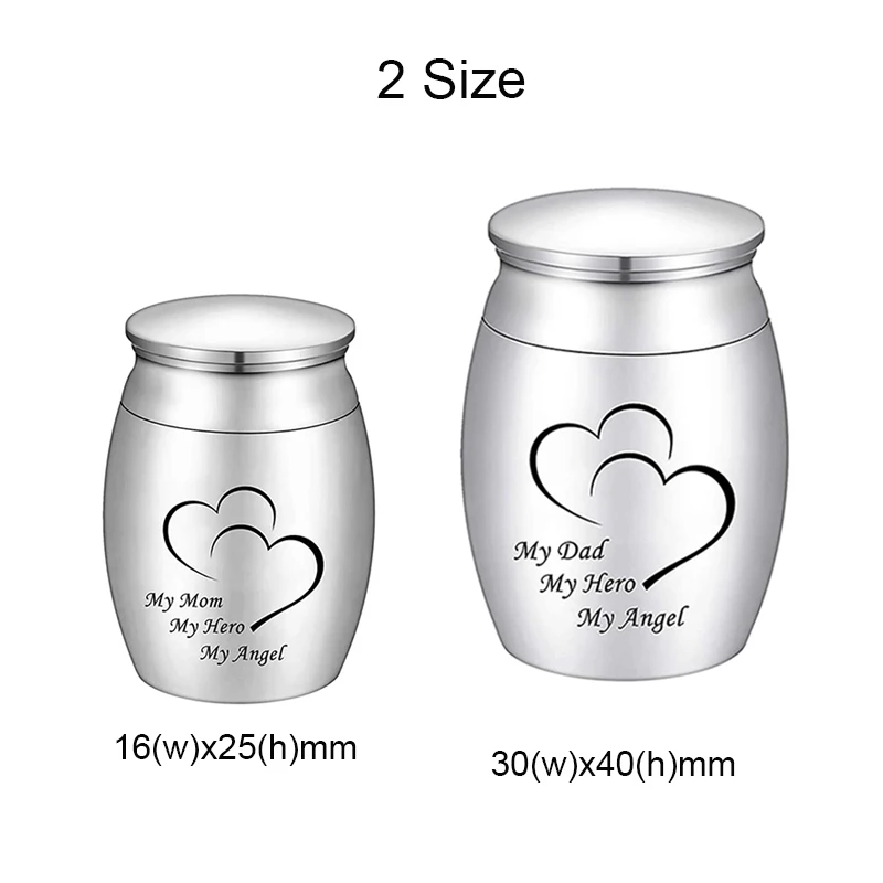 My Dad My Hero Angel Cremation Keepsake Urns for Human Stainless Steel Ashes Mini Memorial Urn Funeral Urns for Ashes cremation urn