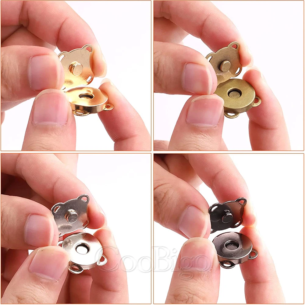 10sets Magnetic Snaps Buttons Plum Magnet Closures Buckle Purse Bag Clothes Handbags Wallet DIY Craft Accessories 10mm 14mm 18mm 4
