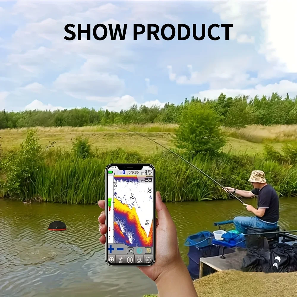 Wireless Sonar Fish Finder Compatible With Smartphones 40m Depth Detection Range Portable 2.95inch Fishing Assistant