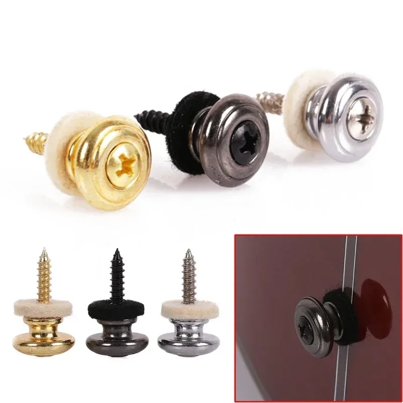 2pcs Chrome Copper Guitar Strap Locks Mushrooms Heads Guitar Bass Strap Locks Pins Belt Buckle Buttons Silver/Black/Silver