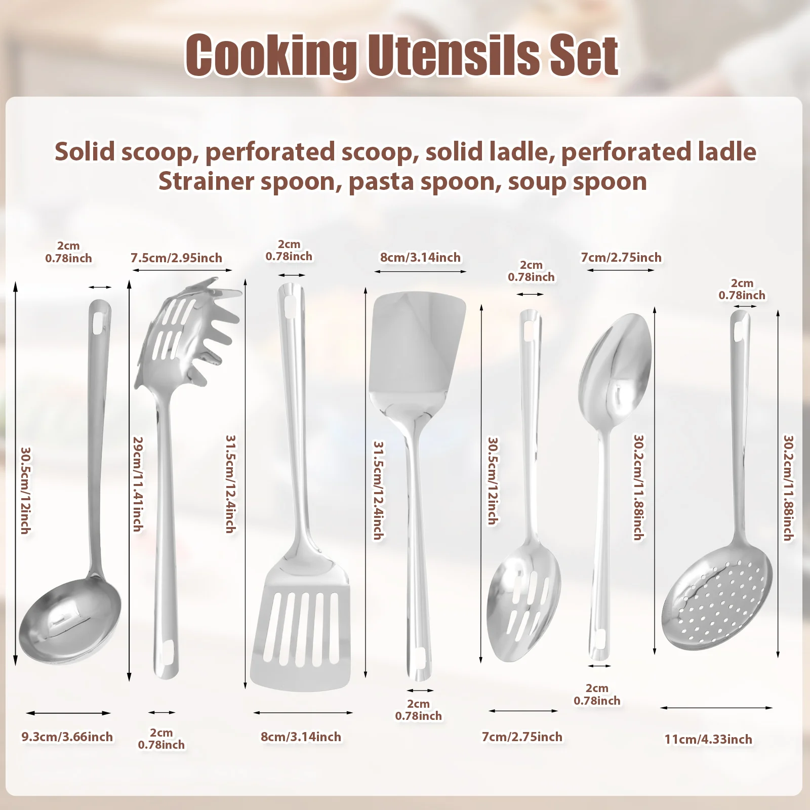 4/6/7 Pcs Cooking Utensils Set Stainless Steel Kitchen Utensils Set Rustproof Kitchenware for Restaurant and Kitchen Accessories