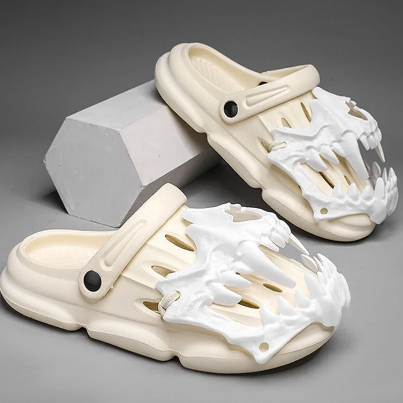 Men Slippers Cloud Y2k House Summer Sandal Skull Flip Flops Clogs Men Male Demon Thick Flat Platform Non Slip Home Slides Women