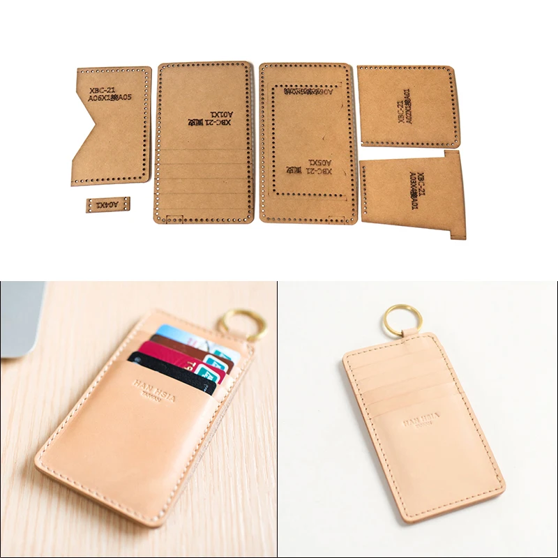 DIY 가죽 공예 카드 홀더 지갑 템플릿, 스텐실 크래프트 종이 패턴, 18x8c..