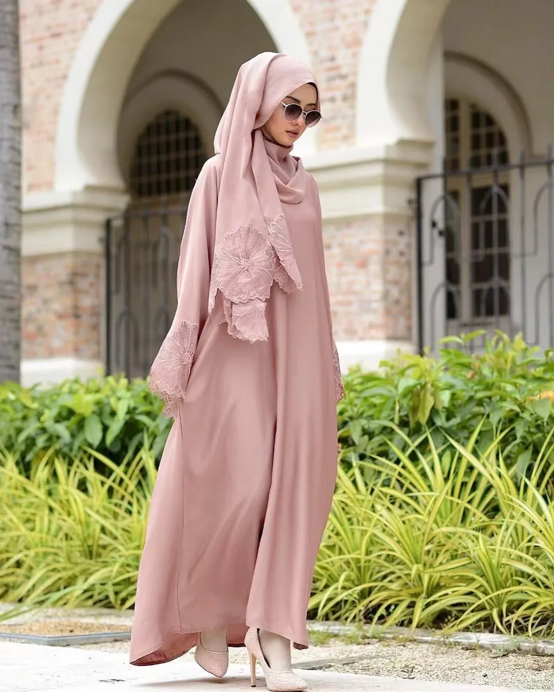 S9b34e85a9f5e423ba78f2b7e550f400bu Eid Robe Muslim Abaya Dress & Scarf 2 Piece Set Dubai Embroidered Kebaya Gowns Moroccan Caftan Kaftan Islam Oman Ladies Dresses Mallzona