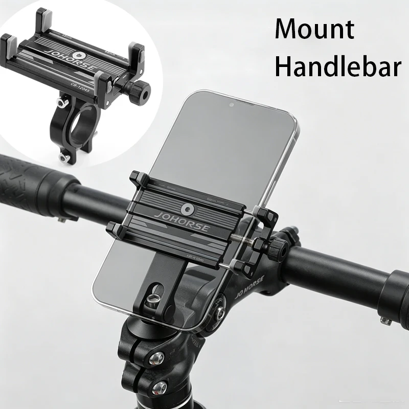 Bike Phone Mount Holder Aluminum Motorcycle Phone Holder Mount with 360° Rotation for iPhone 16 17 15 14 Pro Max Samsung S26 S25