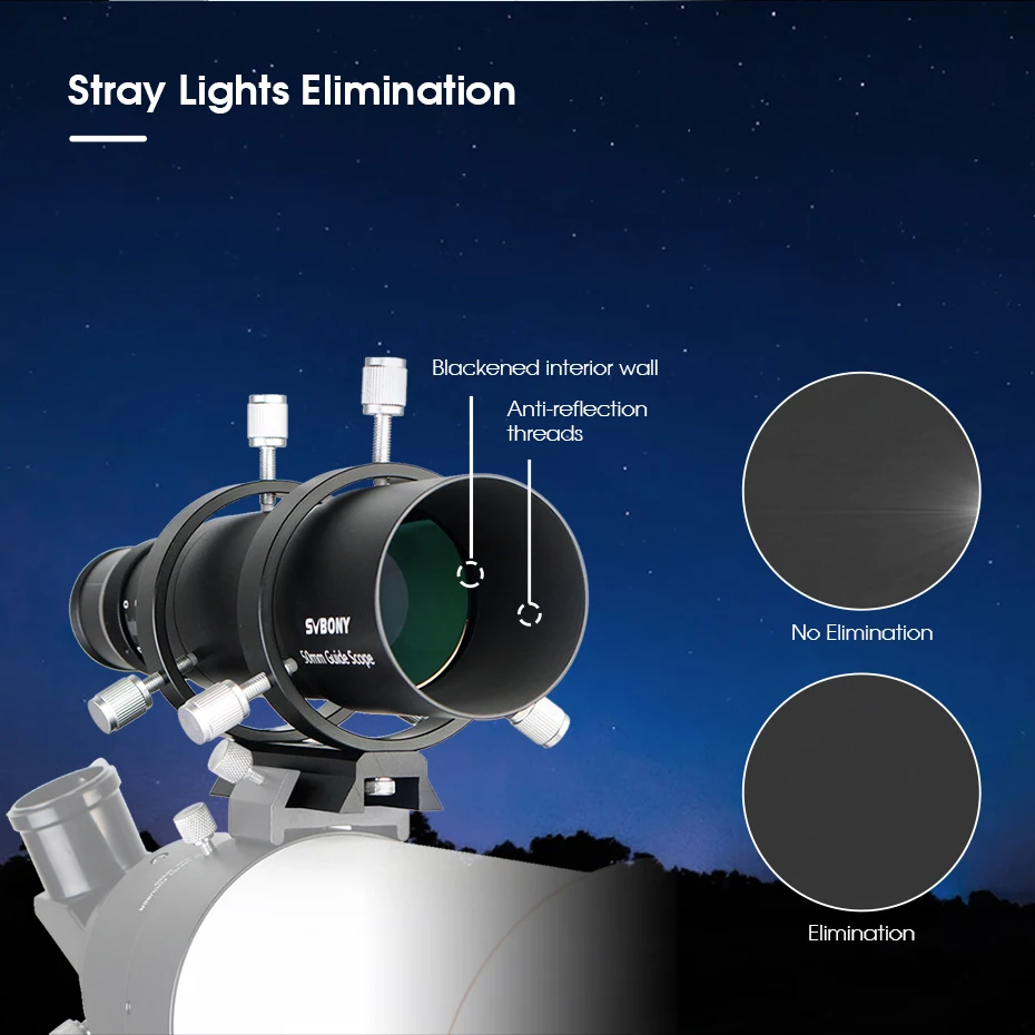SVBONY SV106 Führungsfernrohr 50/60 mm, vielseitig einsetzbar, vollständig mehrfach beschichtet, vollständig mit spiralförmigem Fokussierer für CCD-Astronomiekamera oder Okular – Detail 7