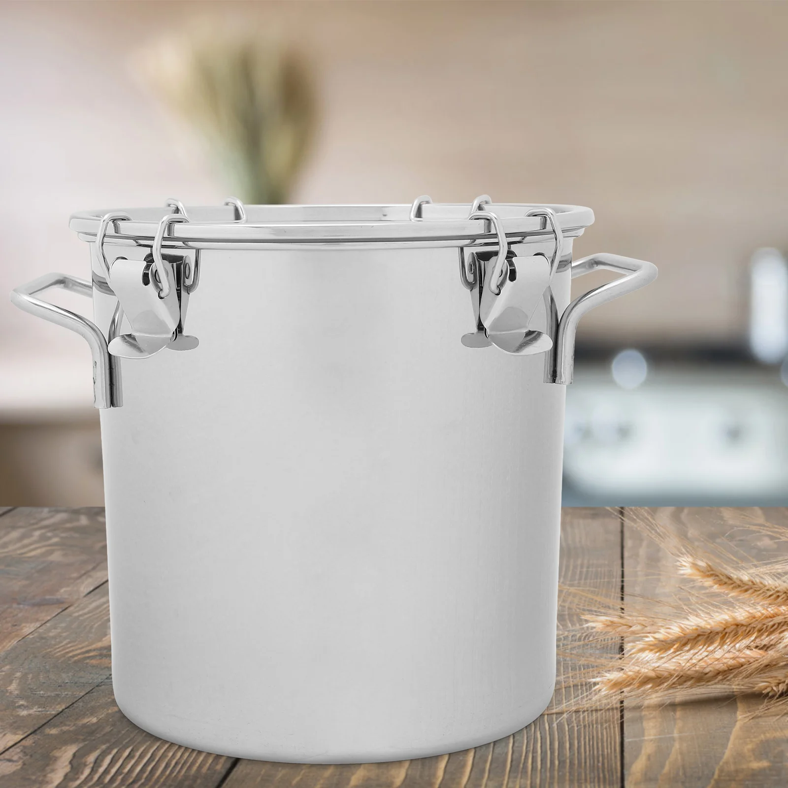 

Stainless Steel Sealed Bucket Kitchen Storage Portable Coffee Bean Jar Handle Food Container Flour Canister Containers
