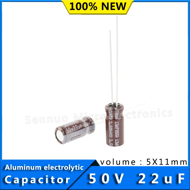 

10Pcs Capacito 50V 22UF 5*11 5x11 mm 22uf50v 5X11 Aluminum Electrolytic Capacitor High Frequency Low Resistance