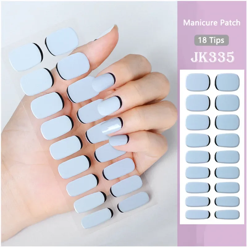 Semi-Cured Gel Nail Strips Full Adhesive Waterproof Semi-painted Gel Nails Sticker Harden In UV Lamp Need French Manicure 6