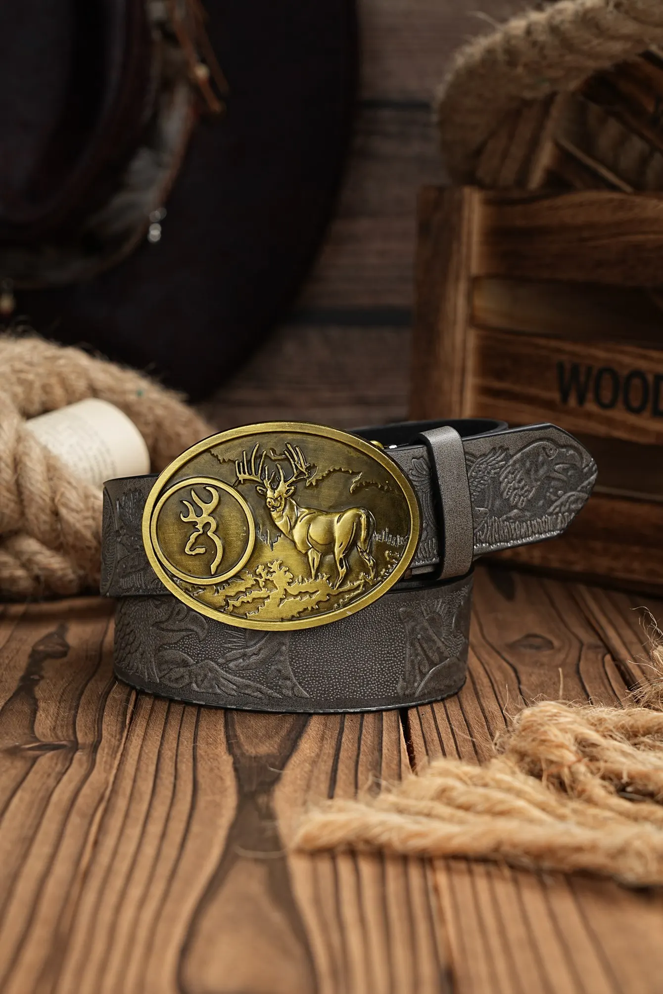 Cintura Cowboy Pelle Texas Longhorn Con Fibbia Testa Di Toro Floreale - Uomo - 2