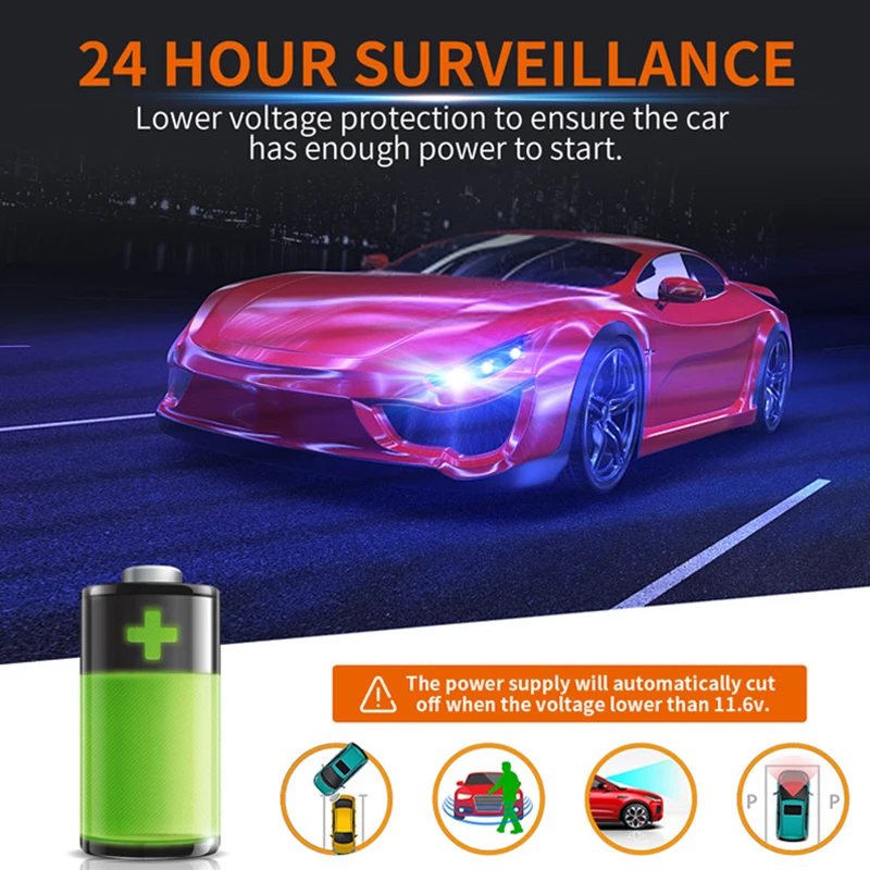 Car DVR Dashcam Camera Hardwire Kit 5V2.5A 12-30V Low Vol Protection Mini USB Port 24H Parking Monitoring for Car Accessories