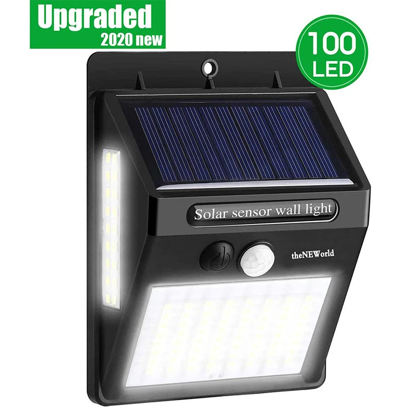

100 LED Solar Light Outdoor Solar Lamp PIR Motion Sensor Solar Wall Light Waterproof Solar Power Sunlight for Garden Decoration