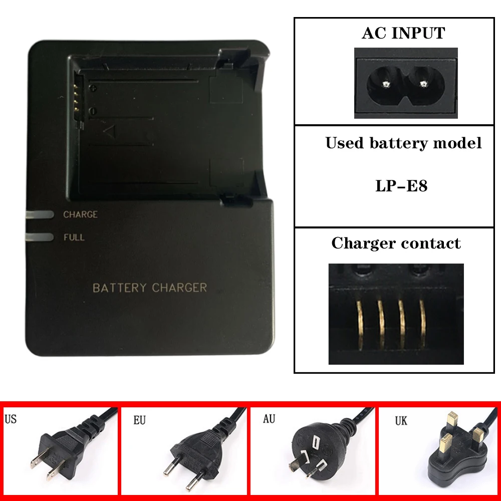 Lce8c Lce8e Battery Charger For Canon Lpe8 Battery Eos 550d 600d
