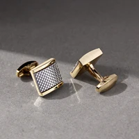 Luxury Cufflinks Man Shirt French Cufflinks For Mens Wedding Sleeve Button Square Cuff Button Men Cuff-link Tie Clip Gold-plated 2