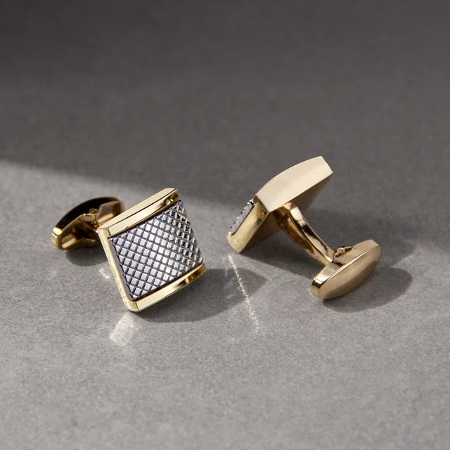 Luxury Cufflinks Man Shirt French Cufflinks For Mens Wedding Sleeve Button Square Cuff Button Men Cuff-link Tie Clip Gold-plated 2
